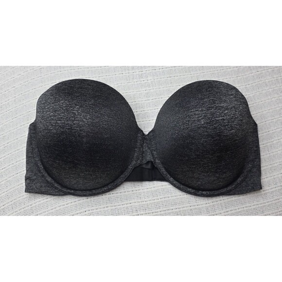 Victoria's Secret Strapless Bra 38DD Gray Neutral Support Molded Cups - Picture 1 of 10